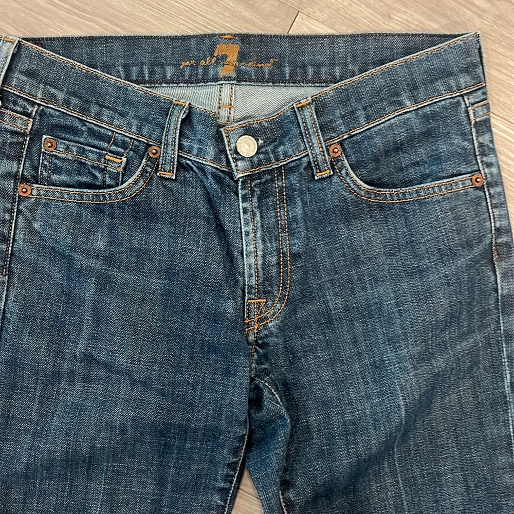7 For All Mankind Bootcut Jeans Dark Wash Low Rise Womens Sz 27 - Picture 2 of 10